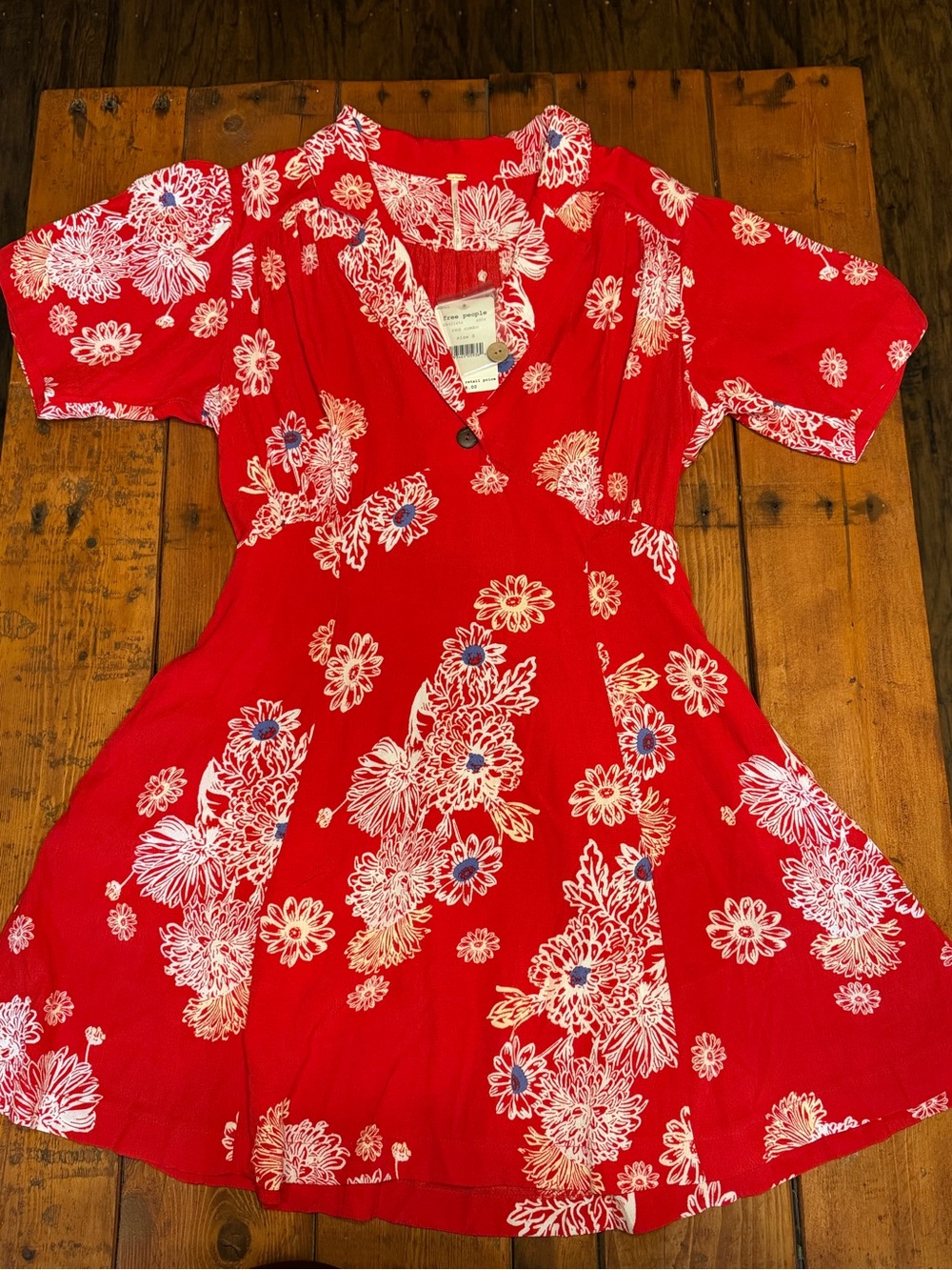Free People Red Floral womens Casual Dress
